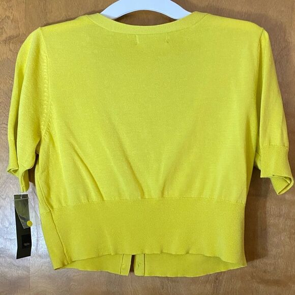 MOSSIMO Supply Co academia yellow v neck button front bolero short cardigan - Picture 5 of 6